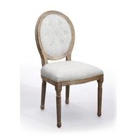 Baron Dining Chair In Natural Linen Style Fabric And Wooden Legs