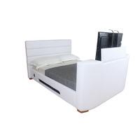 Balmain White Faux Leather Finish Double TV Bed