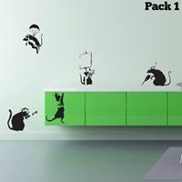 banksy wall sticker in rat pack design