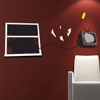 banksy wall sticker in television window design