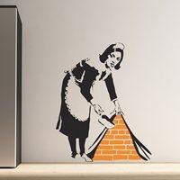 BANKSY WALL STICKER in Maid Sweeping Design - Large