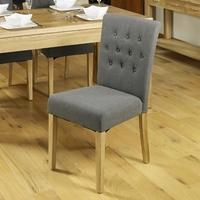 Baumhaus Mobel Oak Flare Back Grey Upholstered Dining Chair (Pair)