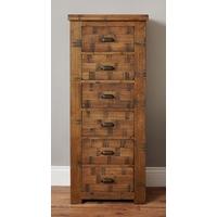 baumhaus heyford rough sawn oak tallboy 6 drawer