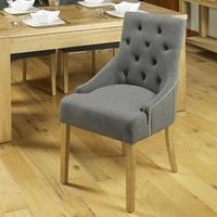 baumhaus accent oak stone fabric upholstered dining chair pair