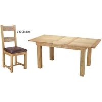 Bayonne Oak Small Extending Dining Set with 6 Chairs