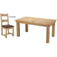 Bayonne Oak Large Fixed Top Dining Set with 6 Chairs