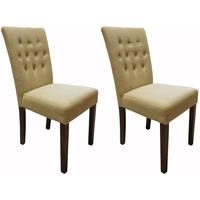 Baumhaus Shiro Walnut Flare Back Biscuit Upholstered Dining Chair (Pair)