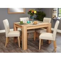 baumhaus aston oak dining set with 4 cream upholstered chairs