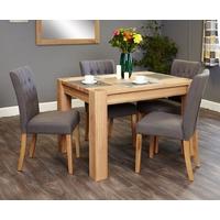 Baumhaus Aston Oak Dining Set with 4 Flare Back Grey Upholstered Chairs