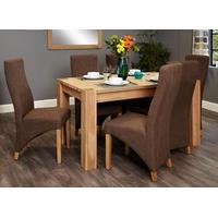 baumhaus aston oak dining set with 6 full back upholstered chairs