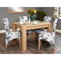 Baumhaus Aston Oak Dining Set with 4 Upholstered Chairs