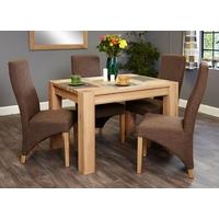 Baumhaus Aston Oak Dining Set with 4 Full Back Upholstered Chairs