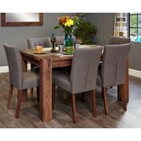 baumhaus shiro walnut dining set with 6 flare back slate upholstered c ...