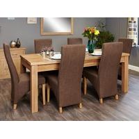 Baumhaus Mobel Extending Oak Dining Set with 6 Full Back Upholstered Chairs