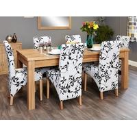 Baumhaus Mobel Extending Oak Dining Set with 6 Upholstered Chairs