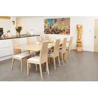 Baumhaus Olten Light Oak Uno Dining Set - Large Extending with 8 Stone Chairs