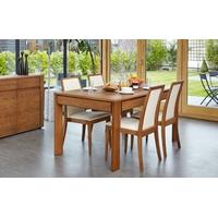 Baumhaus Olten Dark Oak Dining Set - Extending with Drawer and 4 Cream Chairs