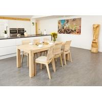 Baumhaus Olten Light Oak Uno Dining Set - Extending with 6 Ivory Chairs