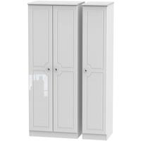 Balmoral White High Gloss Triple Wardrobe - Tall Plain