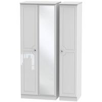 Balmoral White High Gloss Triple Wardrobe - Tall with Mirror