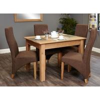 Baumhaus Mobel Oak Dining Set with 4 Full Back Upholstered Chairs