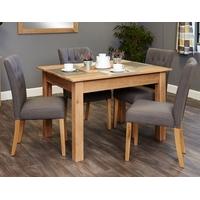 baumhaus mobel oak dining set with 4 flare back grey upholstered chair ...