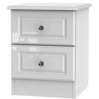 balmoral white high gloss bedside cabinet 2 drawer locker