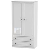 Balmoral White High Gloss Wardrobe - 3ft with 2 Drawer