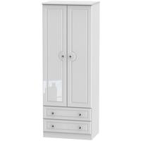 Balmoral White High Gloss Wardrobe - Tall 2ft 6in with 2 Drawer