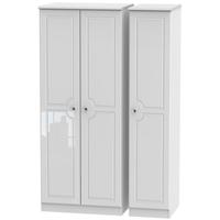 balmoral white high gloss triple wardrobe with plain