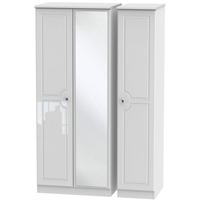 Balmoral White High Gloss Triple Wardrobe with Mirror