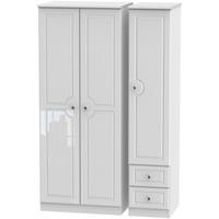 Balmoral White High Gloss Triple Wardrobe with 2 Drawer