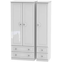 Balmoral White High Gloss Triple Wardrobe with Drawer