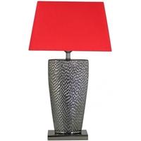Barsaw Pewter Table Lamp with Red Shade (Set of 2)