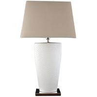 Barsaw White Table Lamp with Champagne Shade (Pair)