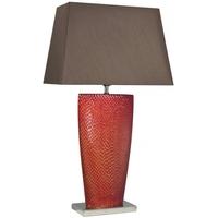 barsaw terracotta table lamp with chocolate shade pair