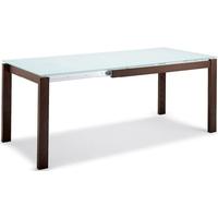 Baron Glass and Wood Drop Leaf Extending Dining Table