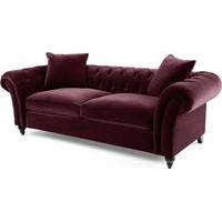 bardot 3 seater chesterfield sofa merlot velvet