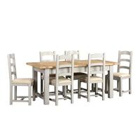 banbury grey 180 220 260cm ext table and 6 chairs