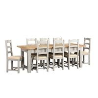 banbury grey 220 265 310cm ext table and 8 chairs