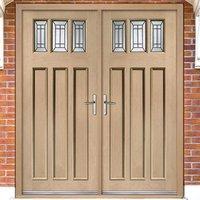 balmoral oak double door and frame set with jade style black caming tr ...