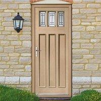 Balmoral Oak Front Door with Jade style Black Caming Tri Glazing