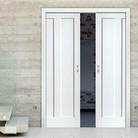 Barbados Shaker Panel White Double Pocket Doors