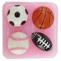 Basketball Football NFL Shaped Fondant Cake Chocolate Silicone Mold, Cupcake Decoration Tools, L6cmW6.1cmH1.8cm
