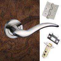 Barcelona Mediterranean Lever On Rose - Satin Nickel Handle Pack