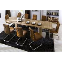 bari extendable solid oak dining table with 8 flair chairs