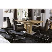 bari extendable solid oak dining table with 6 flair chairs