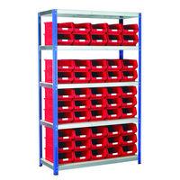 Barton Storage Barton Storage Eco-Rax TC Shelving Unit With 50 TC4 Red Containers