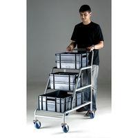 Barton Storage Topstore ACT/3XEC/BC Braked Angled Container Trolley With 3 Grey Euro Containers