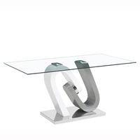 Barcelona Glass Dining Table In Grey And White High Gloss